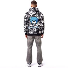 Militär-Teddybär-Hoodie Schwarz/Blau