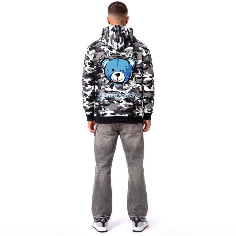 Militär-Teddybär-Hoodie Schwarz/Blau