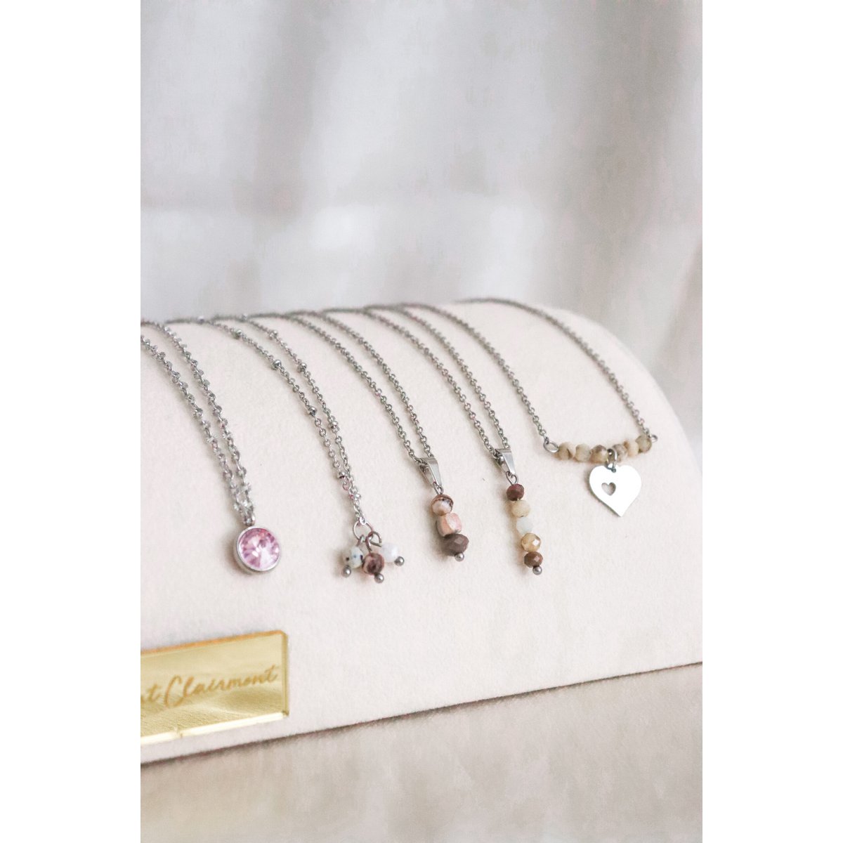Collana con diamanti rosa - Argento