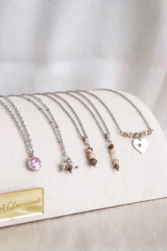 Collana con diamanti rosa - Argento