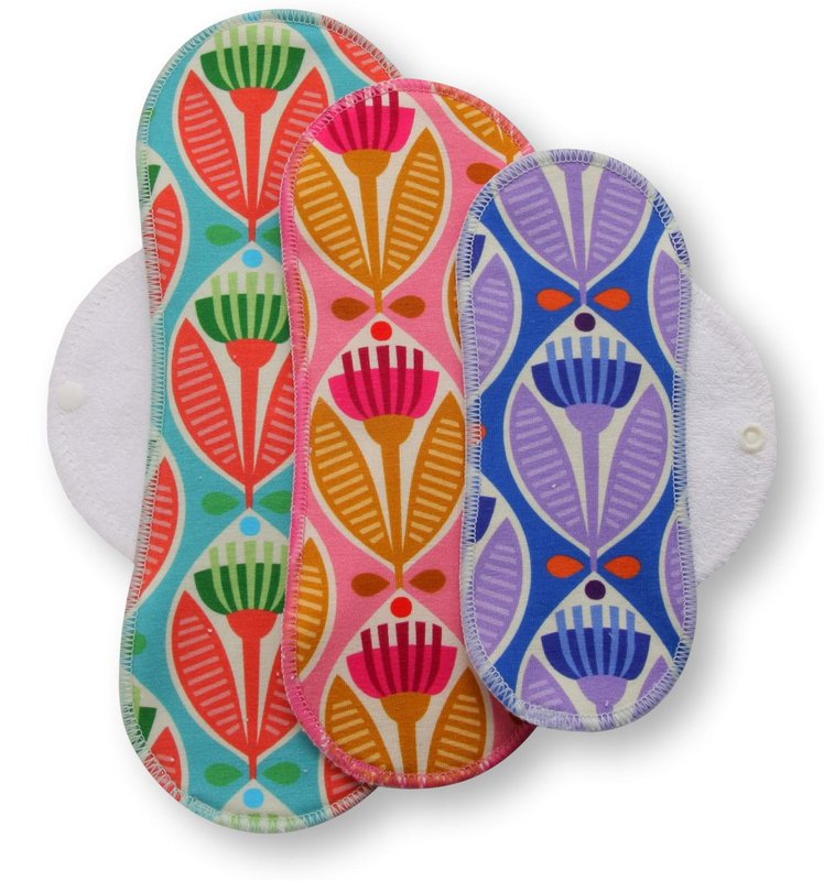 Wiederverwendbare Stoffmenstruationspolster 3 -Pack (S, M, L) - Weiße Flügel