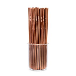 Rose gold metal drinking straws, 6mm diameter, 50 pack.