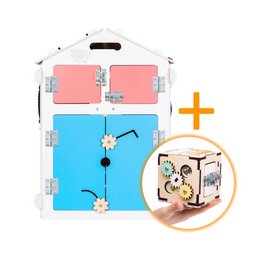 Set - BusyBoard casita blanca y cubo creativo
