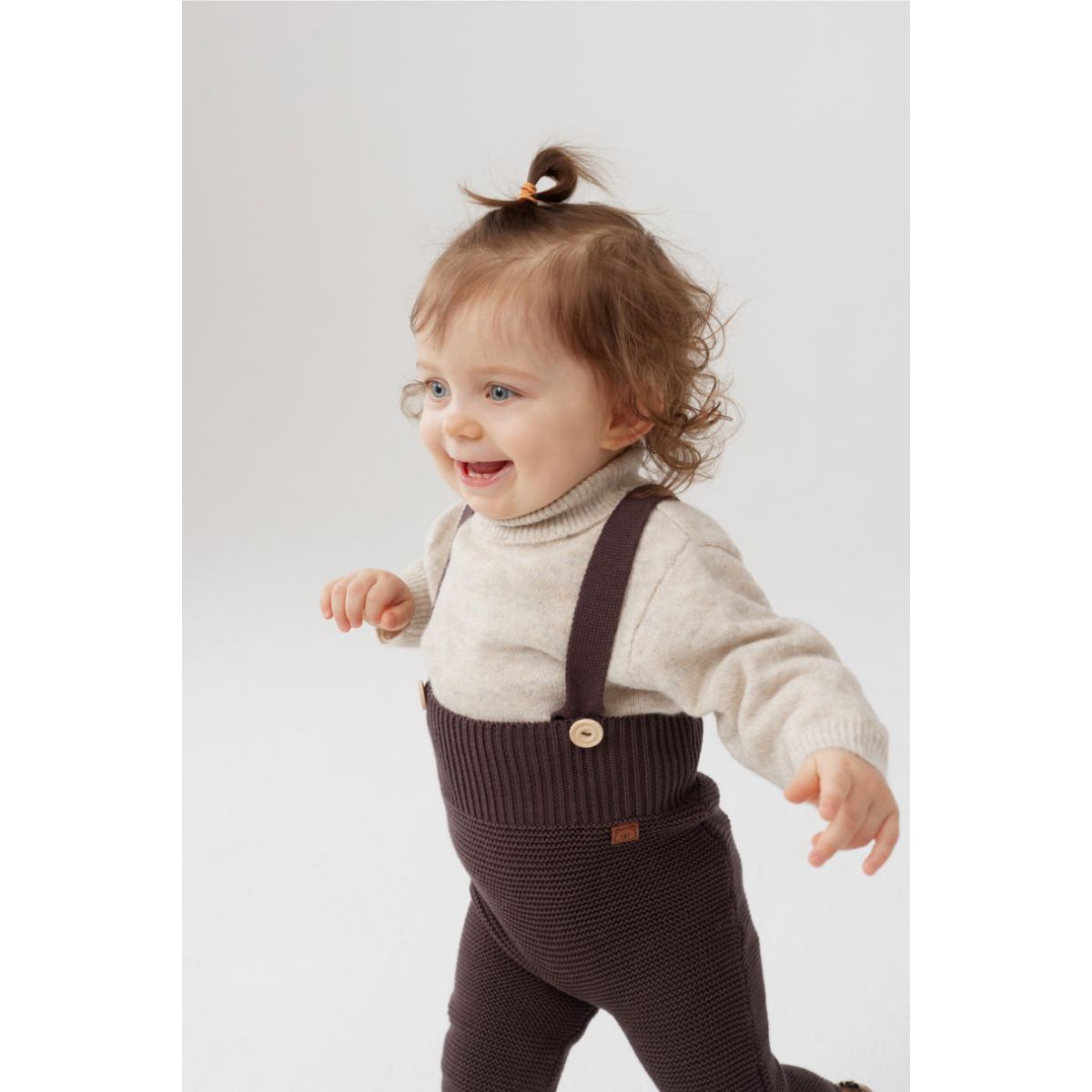 ENZO children's dungarees - 100% merino wool - brown