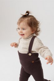 ENZO children's dungarees - 100% merino wool - brown