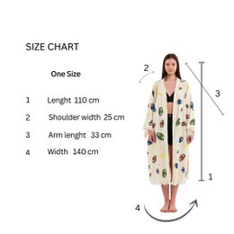 Evil Eye Bathrobe-Shawl Neck-White