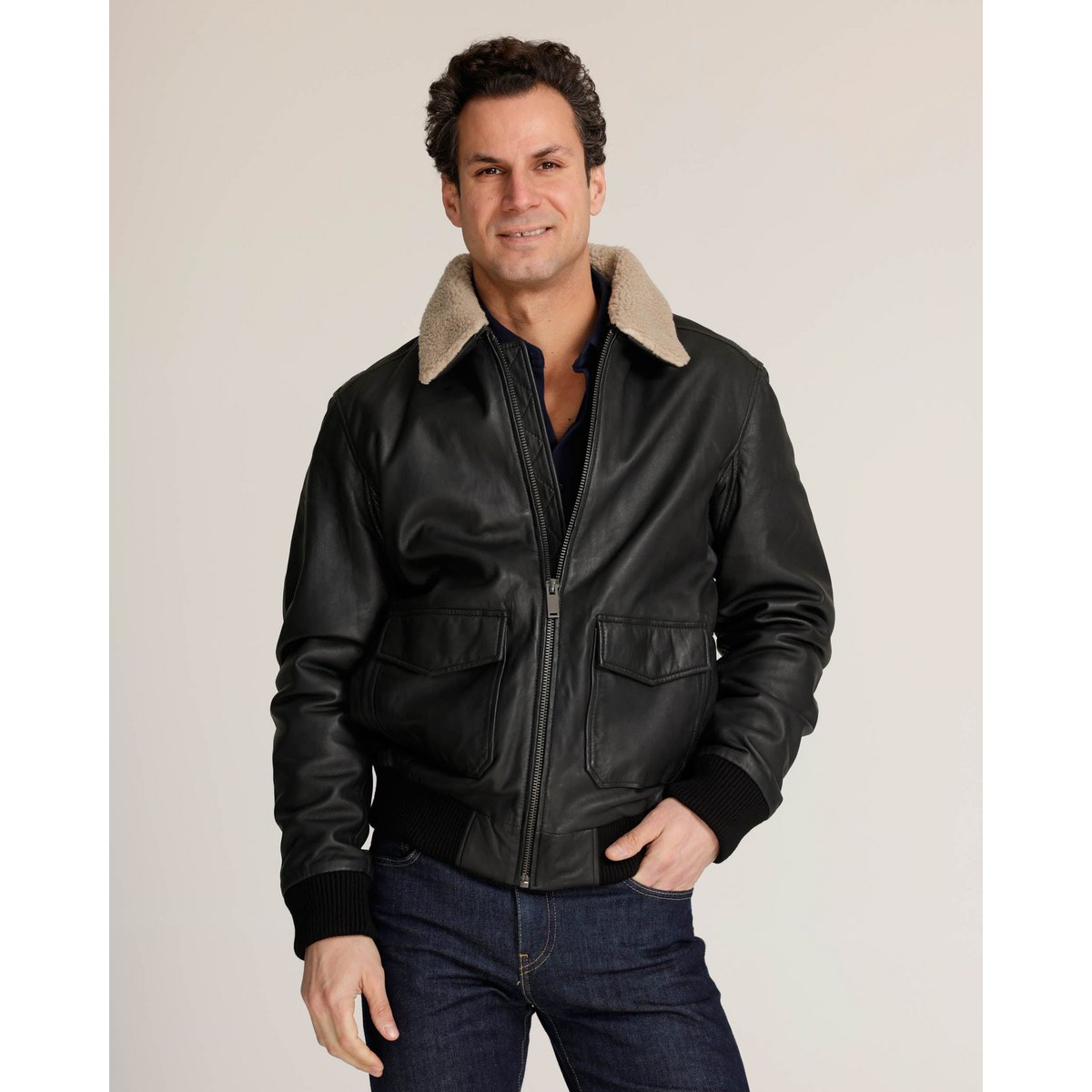 Jackson │ Shearling Leder Bomberjacke