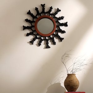Sunburst-Spiegel aus Holz – moderner dekorativer Wandspiegel für Zuhause