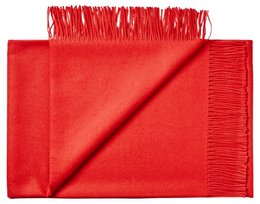Soft, cozy throw blanket made from premium baby alpaca wool in a solid red color. Ideal for adding warmth and style to any living space.