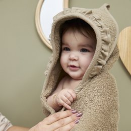 Bath cape terry cloth Ruffle Taupe