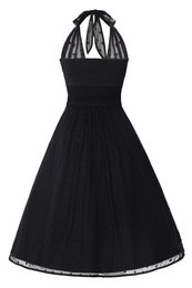 EU STOCK Dorothea Black Polka Dot Mesh Halter Dress