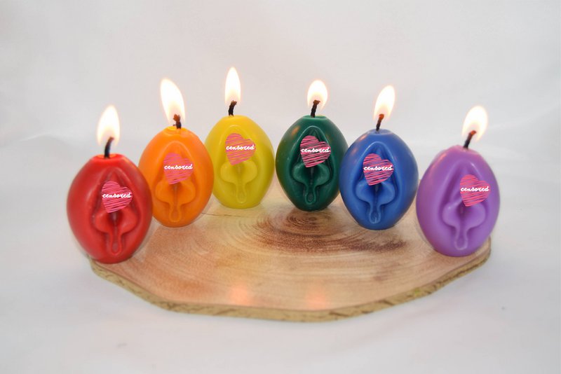 2" LGBTQ Rainbow Vagina Candle Set
