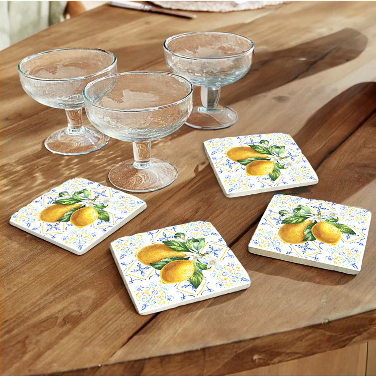 Stone Coaster Set - Italian Lemon