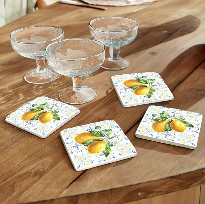 Juego de posavasos de piedra - Limón italiano