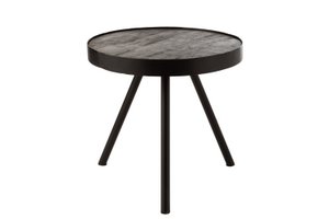 J-Line bijzettafel Fien - hout/ijzer - donkerbruin/zwart