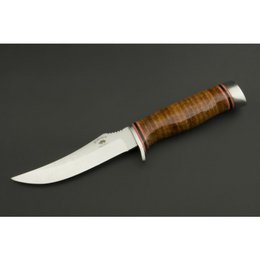 ED MAHONY Taiga Hunter Jagdmesser mit Griff aus Lederstreifen, 440C