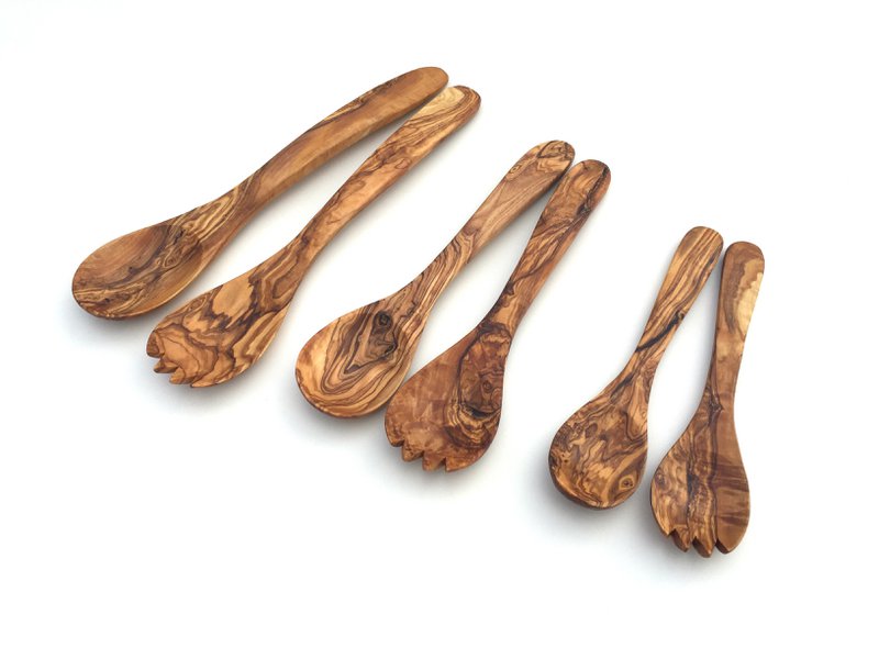 Set of 2 salad servers Kyiv made of olive wood
