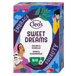 Herbal tea with vanilla, sage, and chamomile flavors. Organic and caffeine-free.