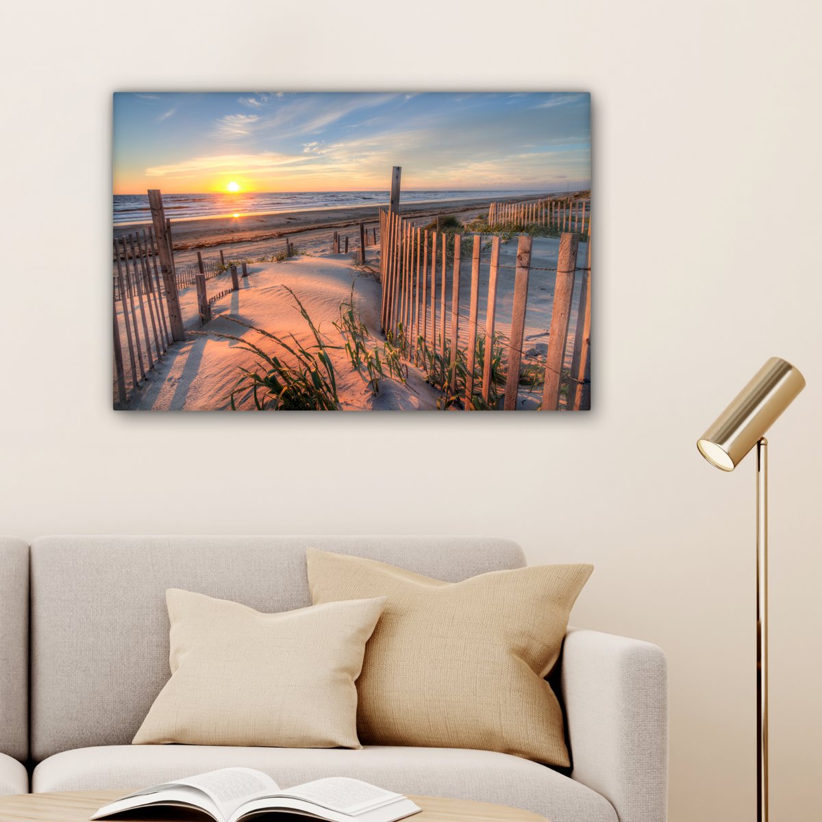 Leinwand Malerei - Wanddekoration - Strand - Meer - Dune - Sonnenuntergang - Landschaft