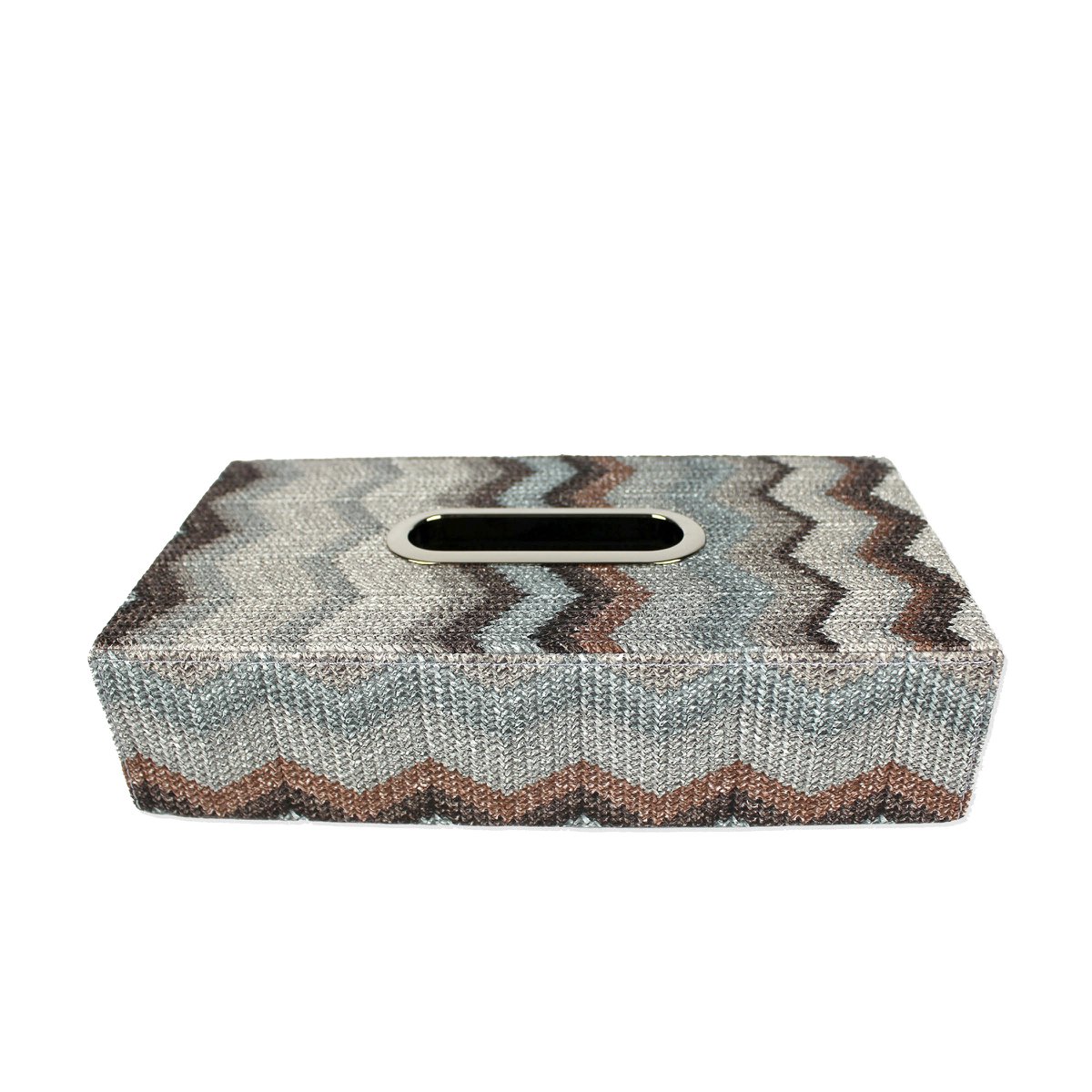 Tissue box zigzag gray blue pattern facial tissue box