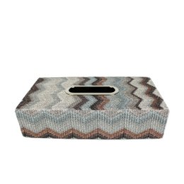 Tissue box zigzag gray blue pattern facial tissue box