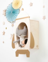 Estantería Rocket "Rockin 'Rocket" Blanco y Madera-Oro