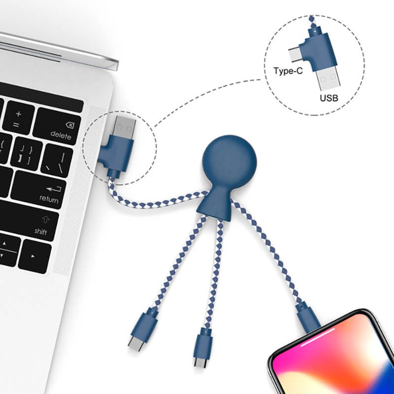🔌 Mr Bio Multi-connector gerecycleerde plastic kabel 🔌