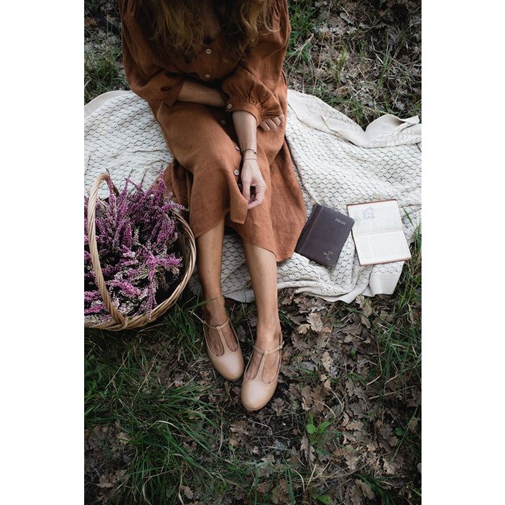 Handgemaakte leren ballerina's - Lotta - beige 34-42