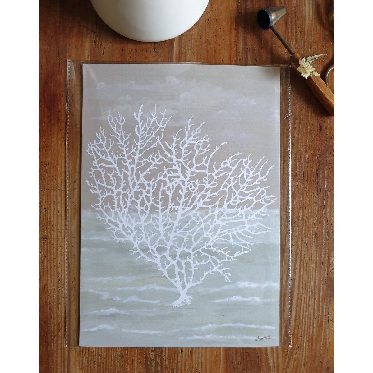 Scandi Coral Poster "Coral Of The Sea" A4 - Duurzame kunstprints op gerecycled papier in cellofaan