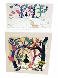 A colorful, whimsical illustration depicting a magical forest scene with various animals and characters. The image features a central figure surrounded by trees, flowers, and other fantastical elements, creating a sense of wonder and enchantment.