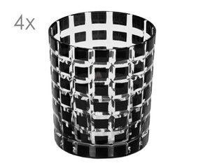 EDZARD set of 4 crystal glasses Marco, black, hand-cut glass, height 9 cm, capacity 0.25 liters