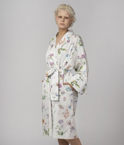 Sateen Bathrobe Kimono Midsummer