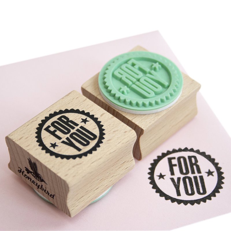 Ronde stempel - "FOR YOU" tekst - Mintgroen