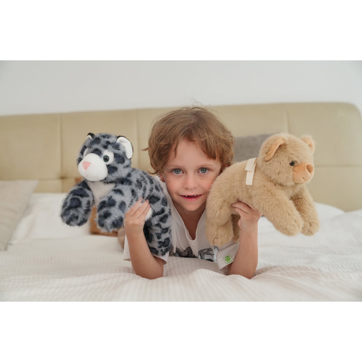 Peluche One Love - Leopardo de las nieves, gris cielo y negro