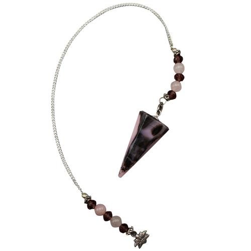 Agate Pendulum with Crystals and Lotus Flower
