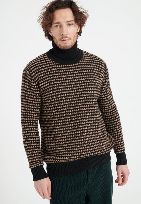 ZACH 3 Pull col rond en cachemire à motif jacquard 4 fils bi couleur