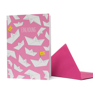 Wenskaart bootjes "uitnodiging" roze