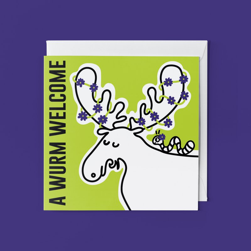 Biglietto di auguri con animali: Wurm Welcome