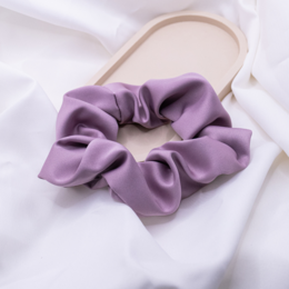 Elastico per capelli in raso viola lavanda - elastico per capelli lucido cucito a mano