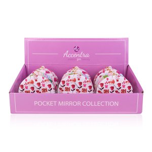 Pocket mirror with heart print and key ring