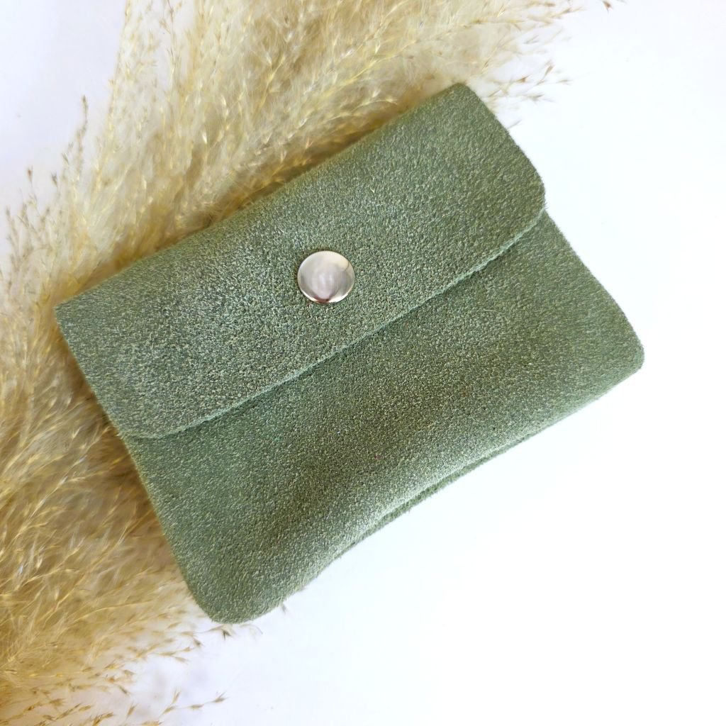 Mini portemonnee suède olive