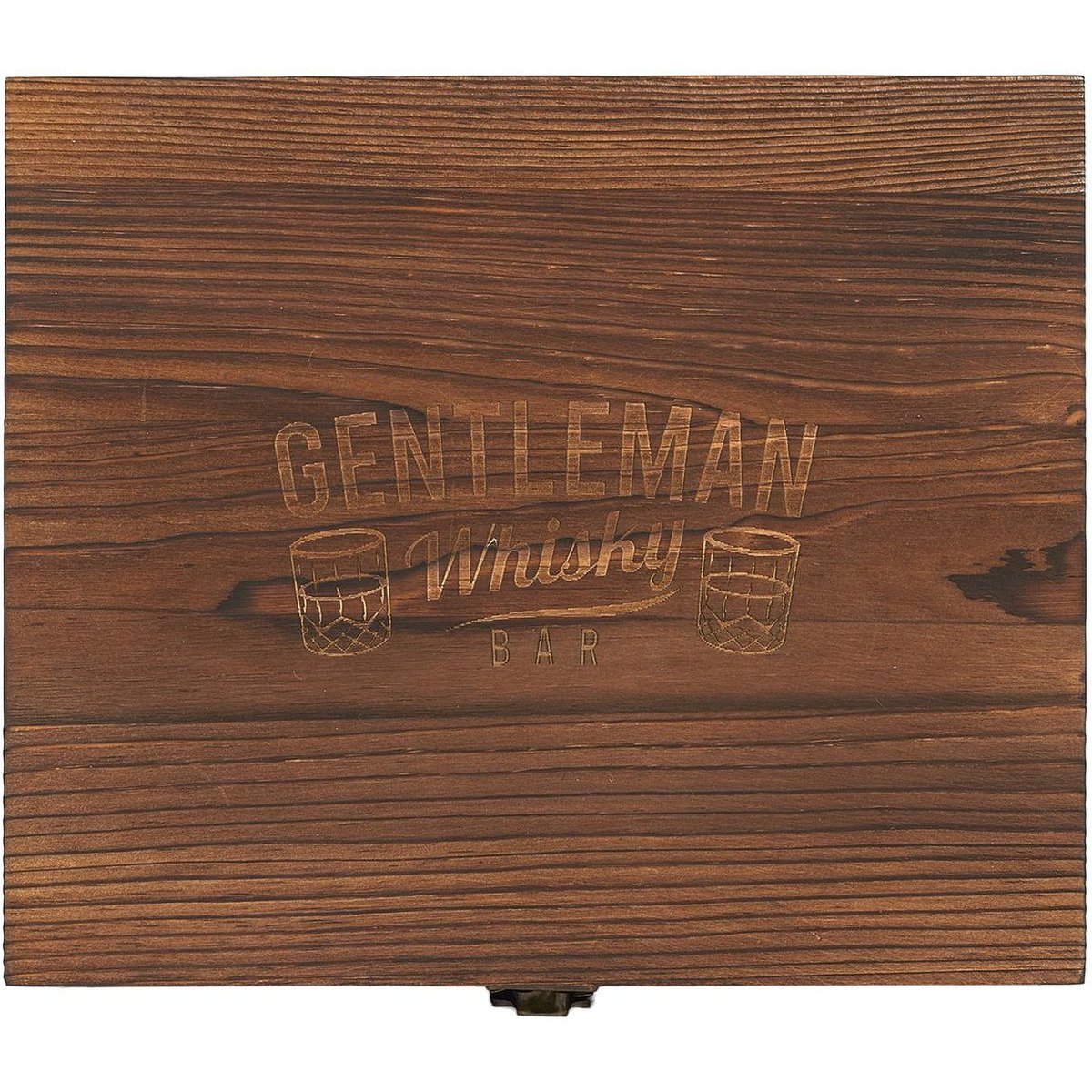 Ensemble cadeau de whisky de luxe - 21 x 9 x 18 cm - L'ensemble cadeau ultime pour le vrai passionné de whisky - Whisky Stones, Glass and Tang - Boîte cadeau en bois - Brown