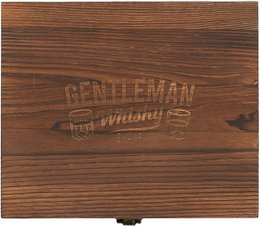 Ensemble cadeau de whisky de luxe - 21 x 9 x 18 cm - L'ensemble cadeau ultime pour le vrai passionné de whisky - Whisky Stones, Glass and Tang - Boîte cadeau en bois - Brown