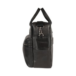 K0043AB | Briefcase in Waterproof Nylon/Genuine full grain leather with light grain - Black color - Internal clutch bag - Shiny silver accessories - Dimensions 39 x 30 x 12 cm - Packaging: TNT bag
