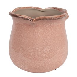 Flowerpot inside Ø 16x15 cm pink ceramic plant pot