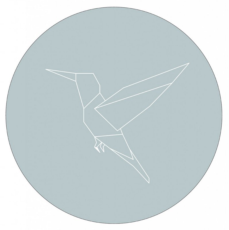 Wall circle hummingbird sea blue