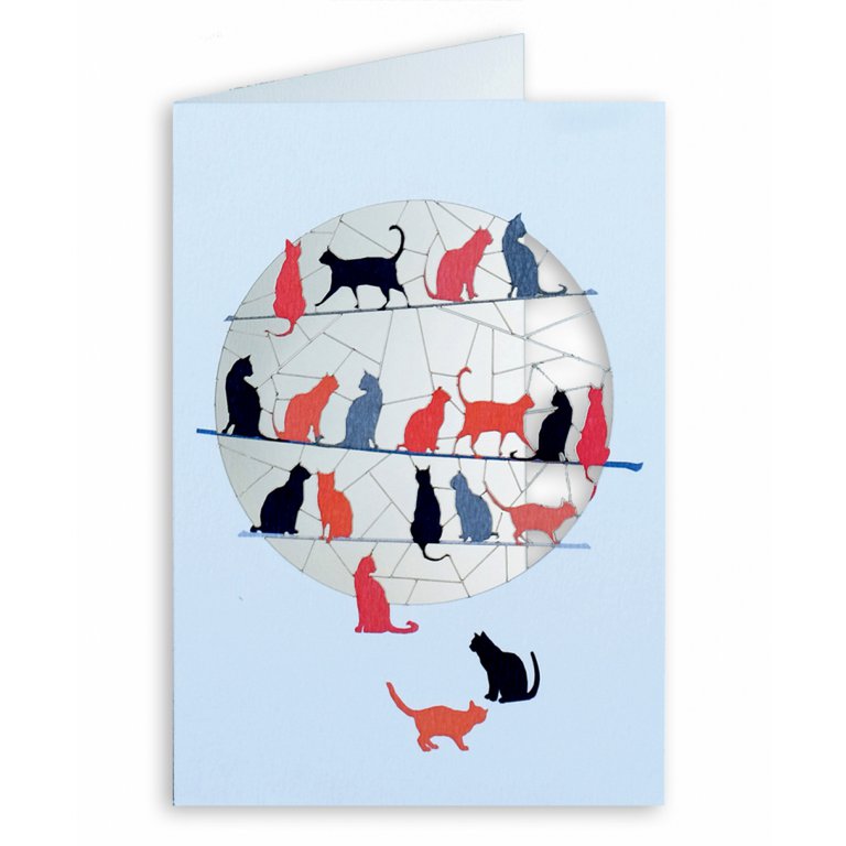 Forever Cards Laser-Cut Wenskaart - Cats Red/Black/Grey