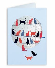 Forever Cards Laser -Cut Wenskaart - Katte rød/sort/grå