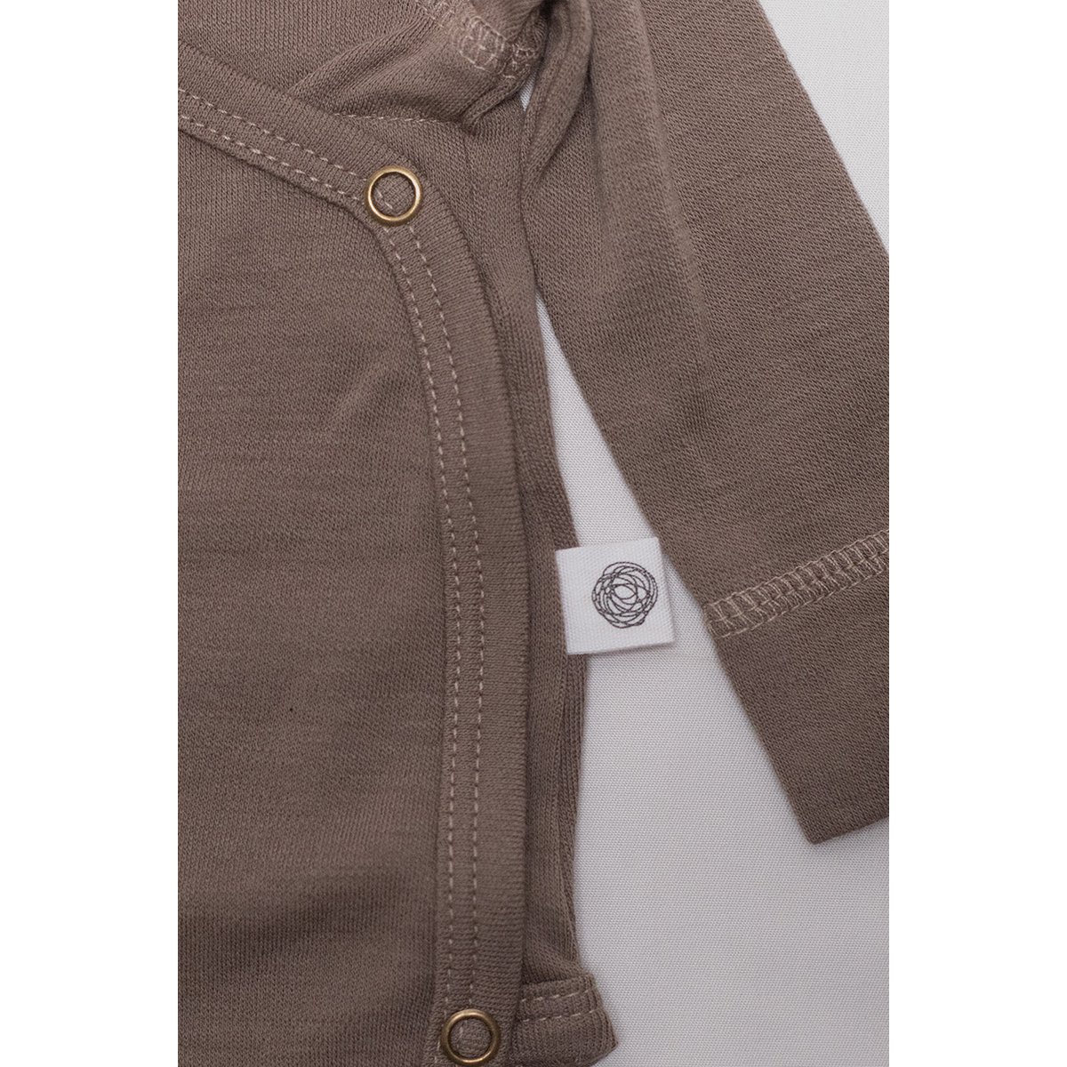 Woolen Wrap romper long sleeves – Merino wool – Walnut