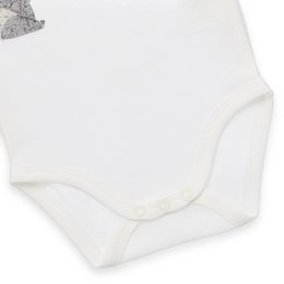 Baby Body Kurzarm - Panda Print, Interlock - Off White